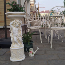 欧式别墅阳台造景雕塑户外创意装饰品多肉绿萝浮雕小天使花器花盆