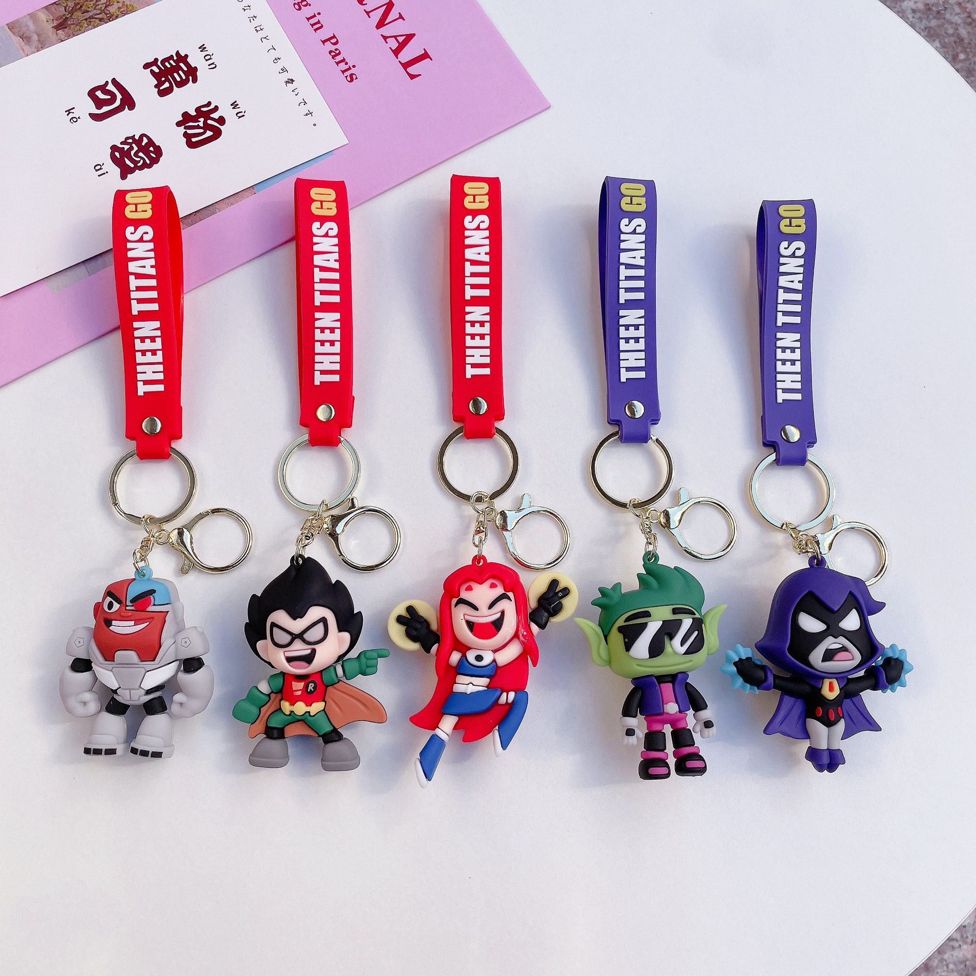 Cartoon Young Titan Attack Keychain Pendant Trendy Cool Beast Boy Robin Steel Rib Men and Women Ornaments Wholesale