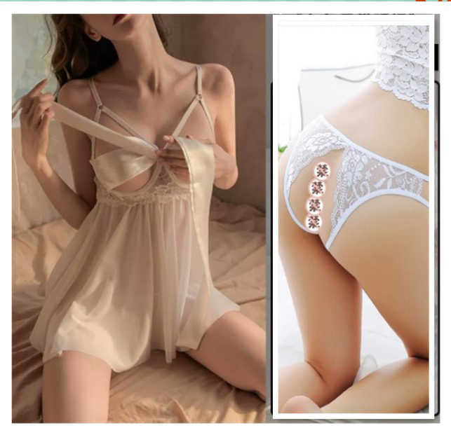 Underwear Bow Lace Seduction See-through Teasing Bed Open-End Free off-off Pajamas Women's Suit