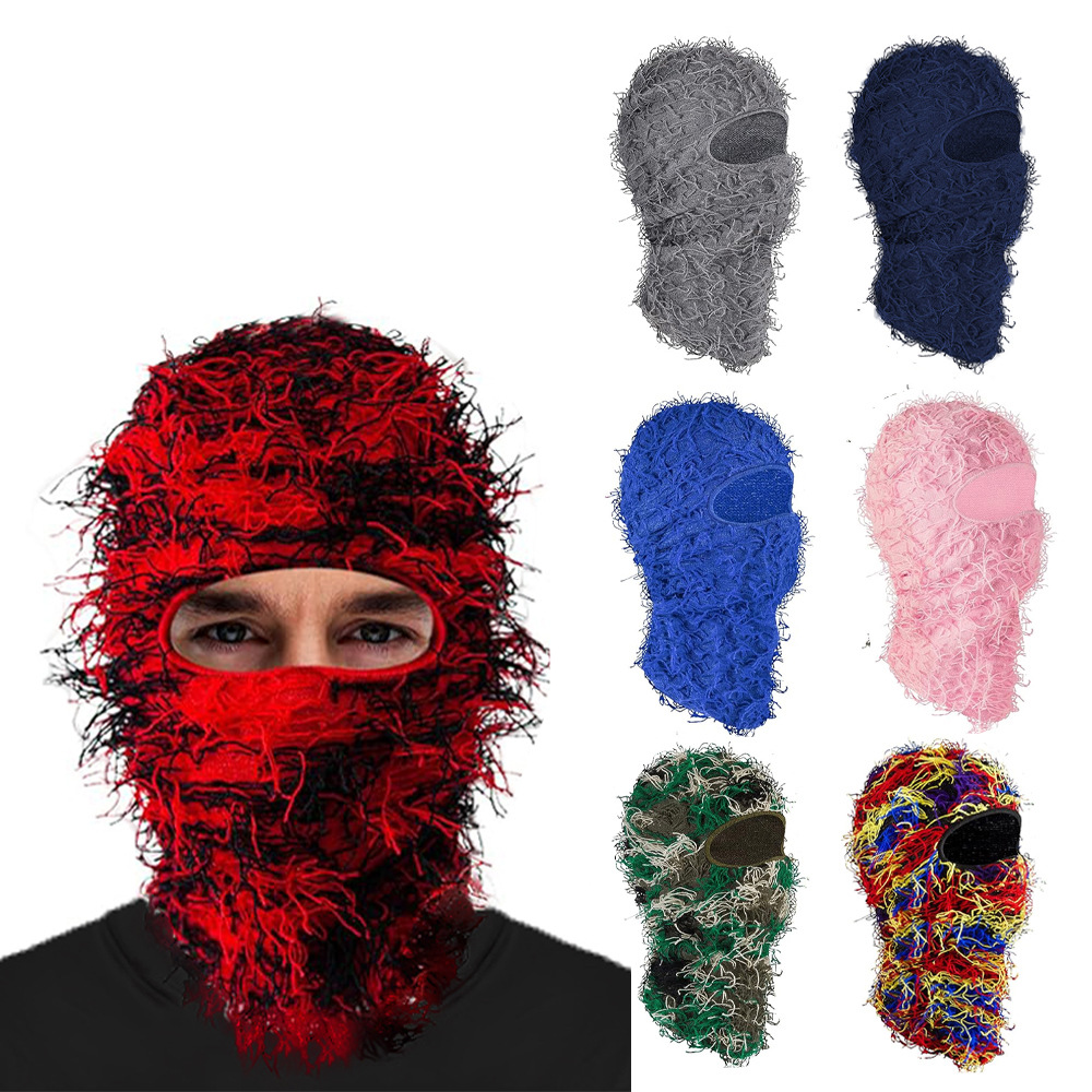 Cross-Border Hot Single Hole Knitted Mask Party Funny Acrylic Wool Balaclava Outdoor Keep Warm Headgear