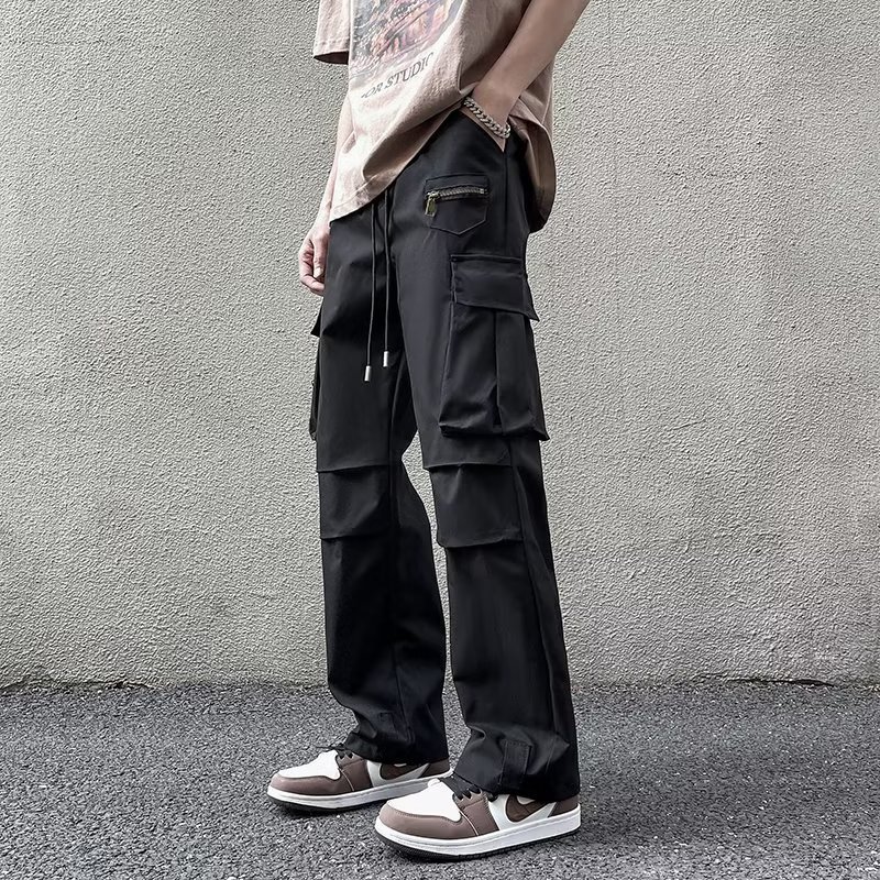 Overalls Spring and Autumn Youth Popularity Men's Casual Pants Trendy Fashion Brand Solid Color New Straight Cropped Pants Loose