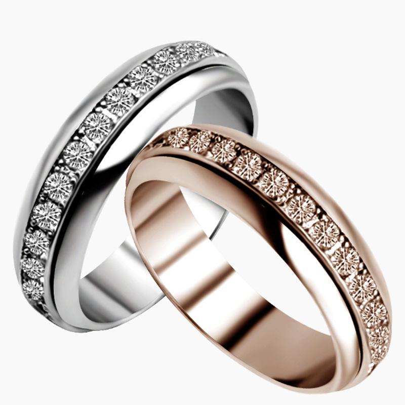 时来运转满天星戒指女镶钻转动简约男女情侣对七钻单钻戒尾戒指环