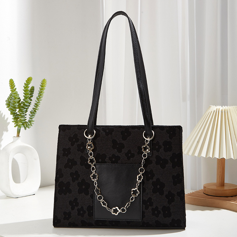 2023 Special-Interest Design New Women's Bag Lace Flower Chain Handbag All-Match Solid Color Tote Bag Shoulder Bag Fashion