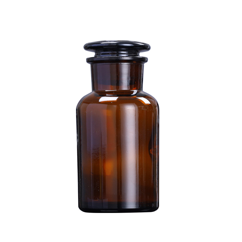 密封大口磨砂碘伏瓶60ml125ml250ml实验室棕色广口玻璃试剂瓶
