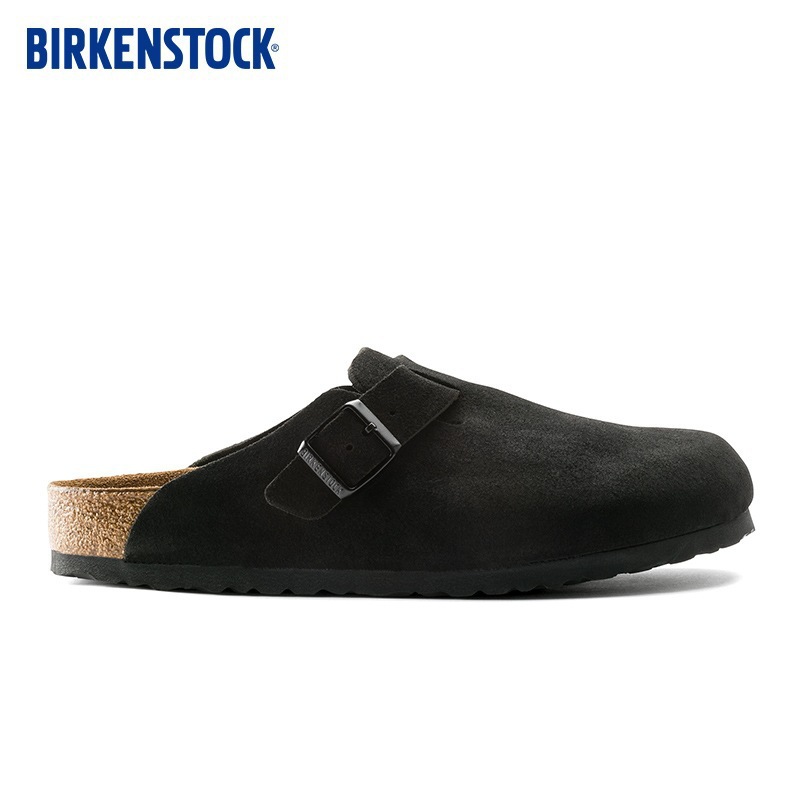 Boken Half Slippers Thick Bottom Boken Closed Toe Sandals Women's Outer Wear Lazy Leather Cork Half Slippers Birkenstock Shoes