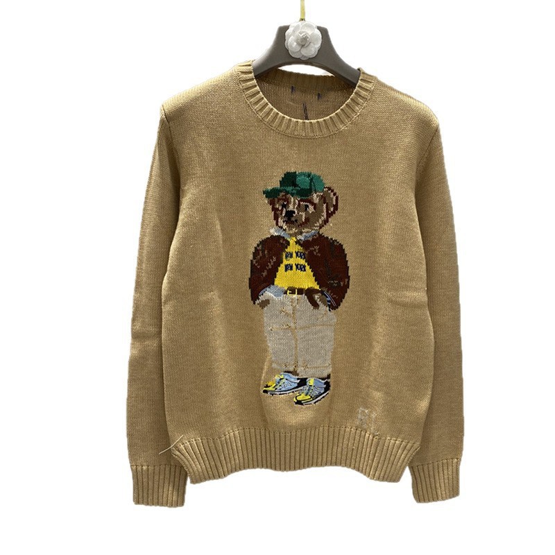 长期有货有标爆款针织衫提花卡通熊高品质小众秋冬毛衣女弹力大