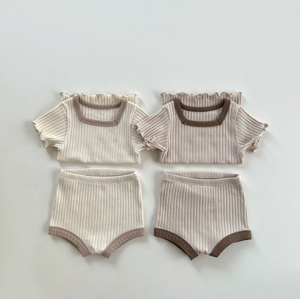 2024 summer nordic style children‘s base suit ins style infant home wear two-piece set pit base