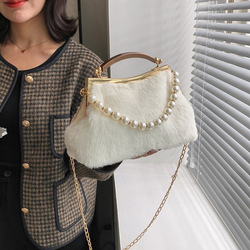 Plush Pearl Women's Bag 2022 Autumn Versatile Personality Women's Cross-Border Shoulder Chain Handbags Women's Bag