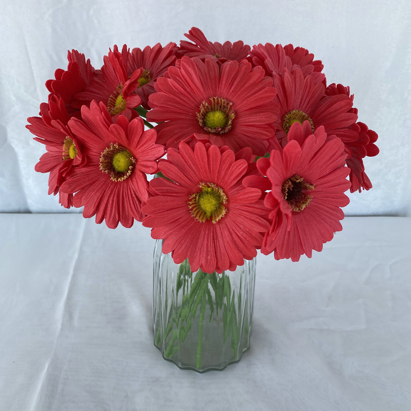 Single Pu Flang Chrysanthemum Wedding Ceremony Decorative Soft Glue Gomphrena Globosa Chrysanthemum Home Living Room Floriculture Decoration Fake Flower