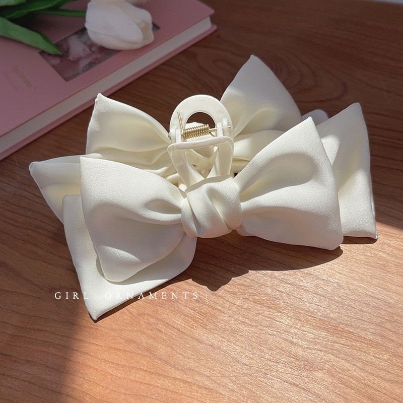 Large Bow Barrettes High-Grade Updo Hair Claw Satin Ribbon Shark Clip Elegant Princess Headdress Wholesale