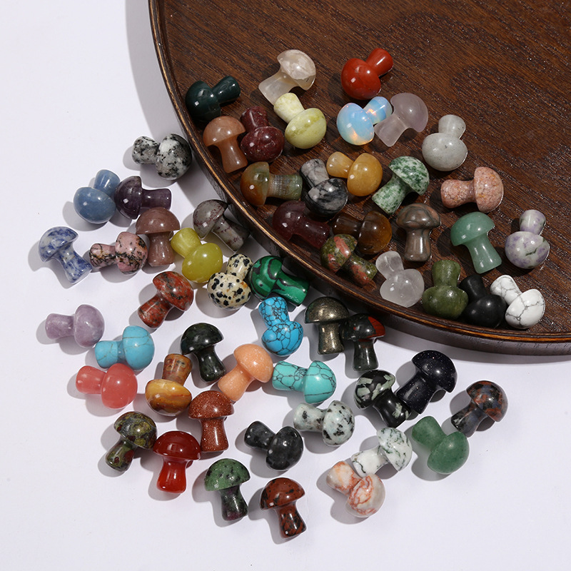 欧美跨境天然水晶蘑菇摆件小蘑菇水晶工艺品微景观摆件装饰品批发