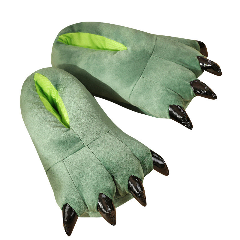 恐龙爪子拖鞋鞋子毛绒保暖儿童居家动物可爱个性鞋秋冬季男女卡通