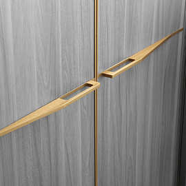 柜门拉手现代简约加长免打孔隐形铝合金腰线衣柜黑色封边把手批发