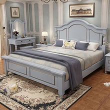 轻奢美式木床1.8现代双人床双人简约储物主卧婚床1.5家用