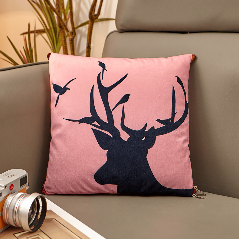 Flannel Pillow and Quilt Dual-Purpose Drawing and Sample Logo Car Thick Coral Fleece Car Nap Blanket Cushion