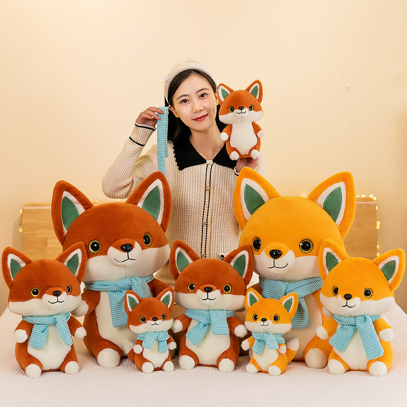 跨境新款围巾小狐狸毛绒玩具软萌狐狸玩偶娃娃机兑换女孩生日礼物