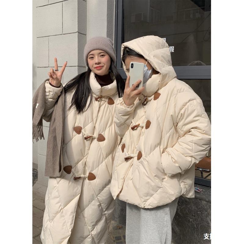 菱格棉服女设计感显瘦加厚棉袄2021新款冬季中长款闺蜜装棉衣外套