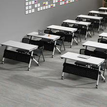 培训桌椅组合折叠会议长条桌移动办公桌可翻板拼接桌子双人课桌椅