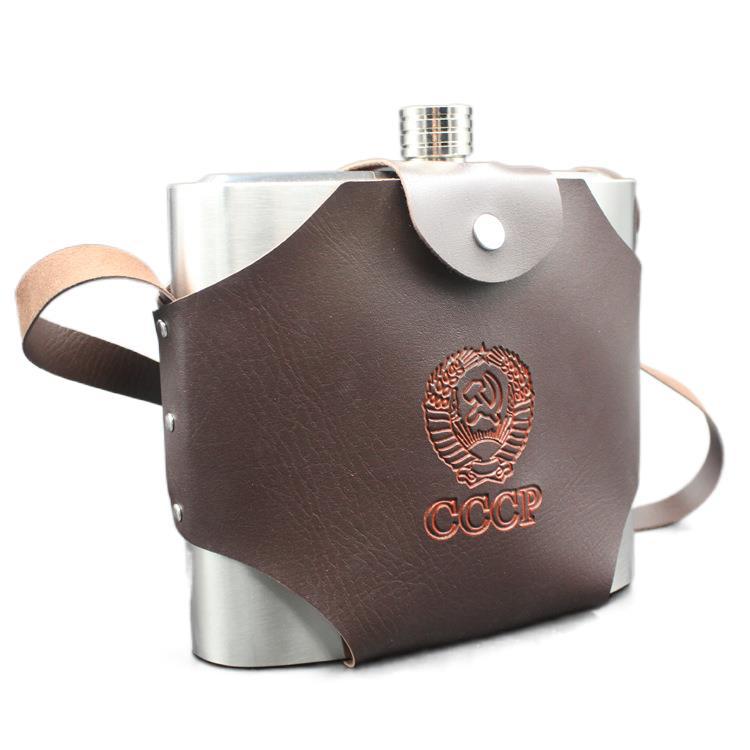 供应加厚俄罗斯cccp特大酒壶88盎司新款皮套 5斤装户外随身酒瓶