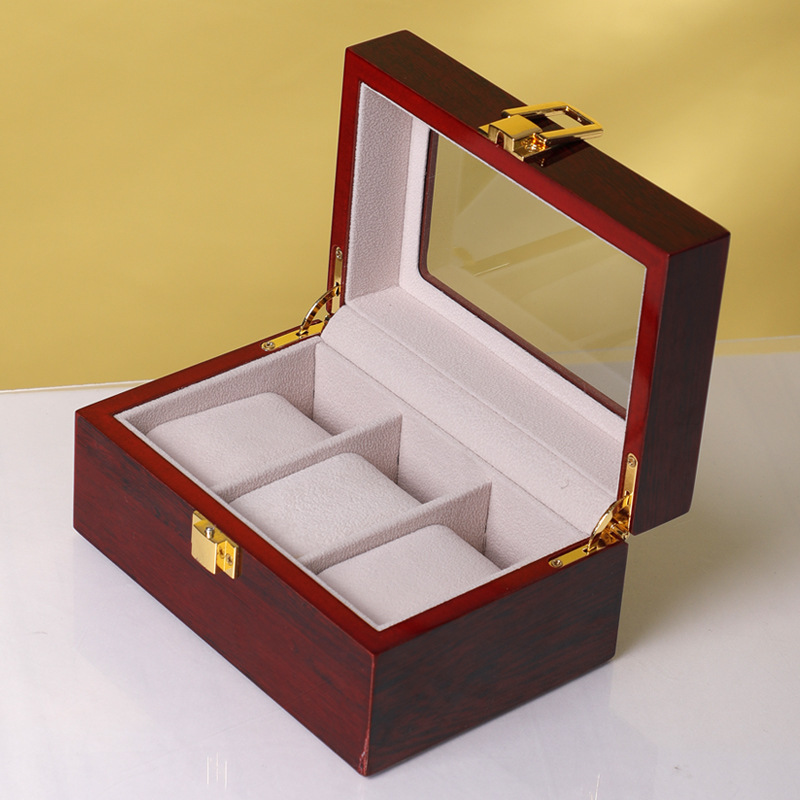 Spot High-Grade Paint Solid Wood Watch Box Three Watches Wooden Packing Box Wooden Watch Storage Display Box