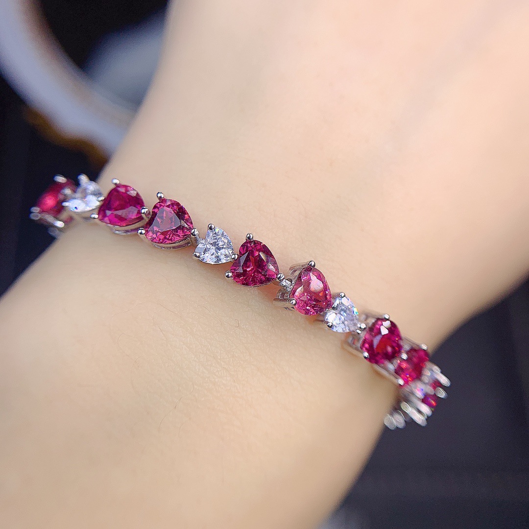 天然爆款石榴石手链s925银女饰主石5*5热销跨境一件代发-阿里巴巴