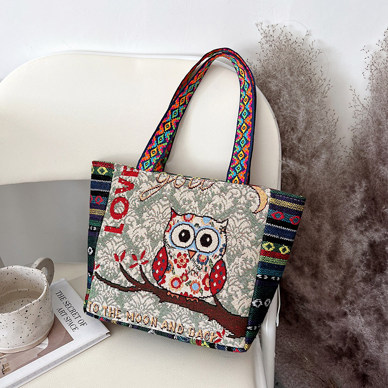 New Ethnic Style Embroidered Handbag Artistic Simple Retro Shoulder Bag Women's Large Capacity Canvas Handbag