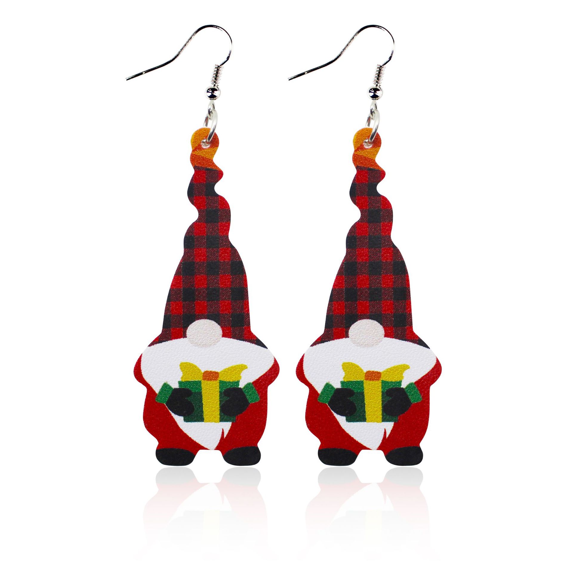 Christmas Elf Dwarf Leather Earrings Eardrops XINGX Snowflake Holiday Decoration Europe and America Cross Border Amazon