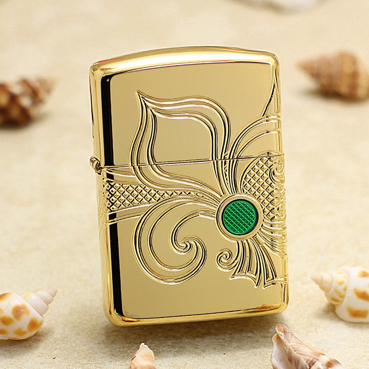 zippo打火机49108金色镜面盔甲fleu de lis设计花纹松石-阿里巴巴