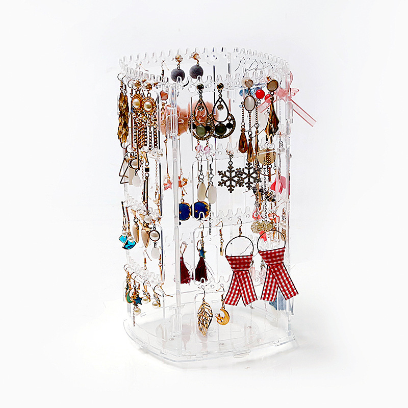 Simple New 360 Degree Rotating Jewelry Display Stand Ear Clips and Ear Studs Earrings Jewelry Storage Box Hanging Necklace Stand