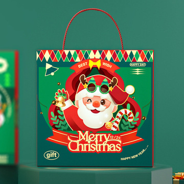 新款圣诞节礼品纸盒纸袋装饰平安夜糖果零食礼物包装手提空盒子