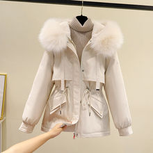 派克服女2024年新款韩版宽松加厚棉袄冬季大毛领冬天短款棉衣外套