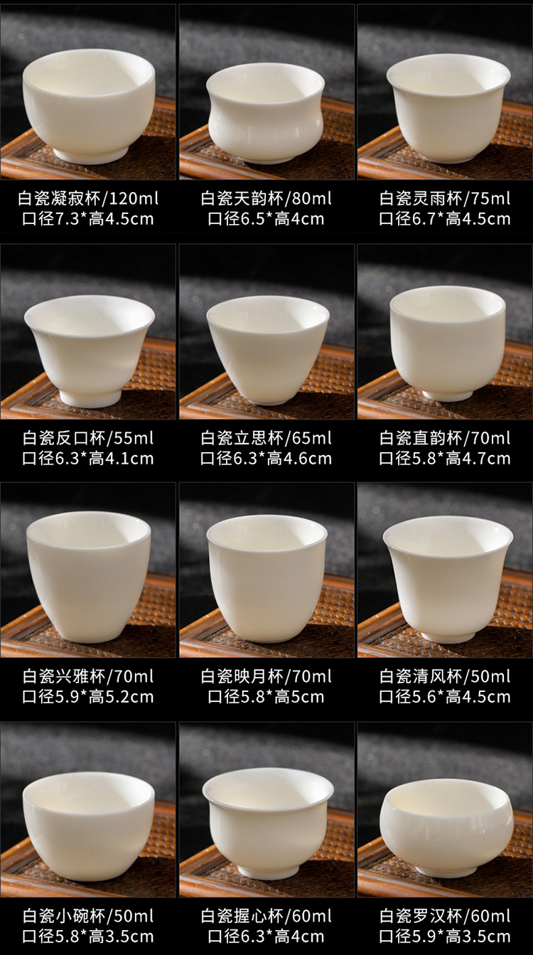 羊脂玉品茗杯喝茶闻香杯小容量茶杯迷你小杯功夫茶具单杯礼品定