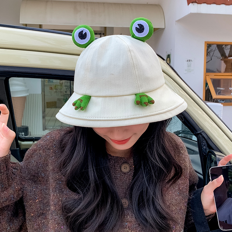 Cute Frog Bucket Hat Parent-Child Summer Korean Style UV Protection Sun Protection Sun-Proof Basin Hat Children Hat Children