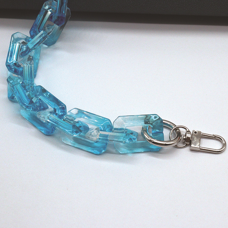 Wholesale Acrylic-Based Resin Square Chain Single-Shoulder Bag Chain Transparent Color Double Color Mobile Phone Lanyard Chain Accessories