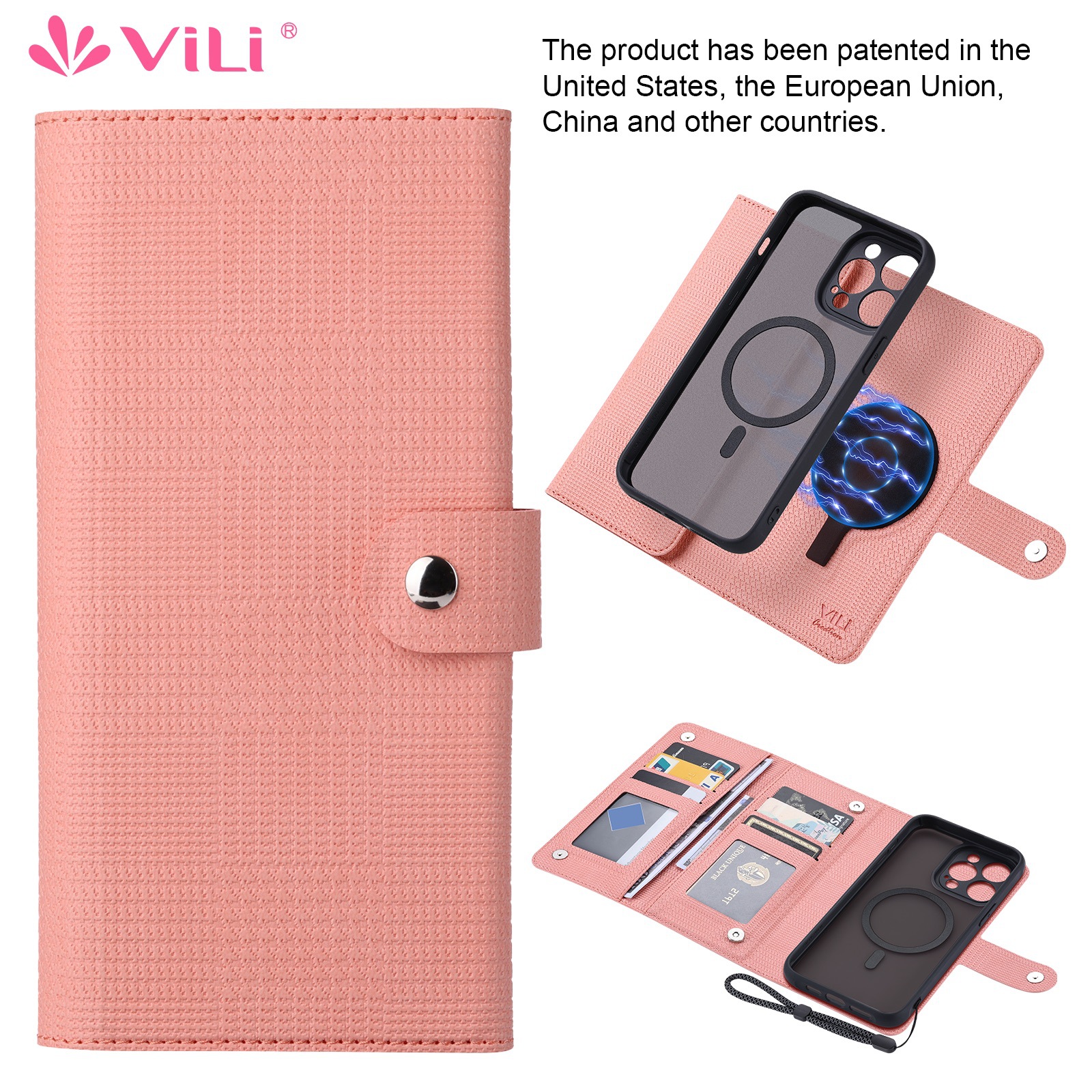 vili适用于iphone15 plus钱包magsafe壳苹果15promax跨境电商直供