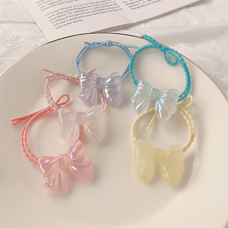 Good-looking Transparent Bow Hair Rope Ins Style All-Match and Cute Butterfly Head Rope Does Not Hurt Hair Rubber Band Hair Band for Women