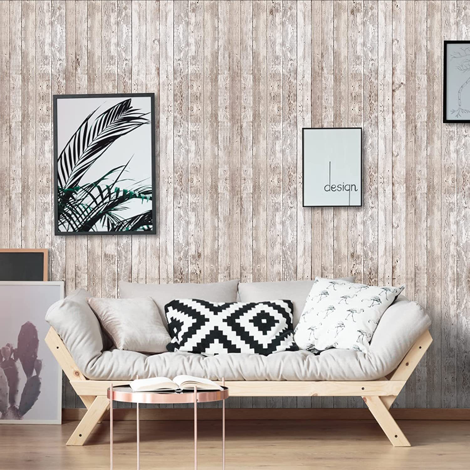 New Retro 3d Vertical Bar Simulation Wood Grain Wood Board Pvc Wall Sticker Wall Decoration Kitchen Living Room Wallpaper Sticker