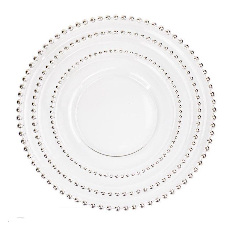 现货厂家直销玻璃盘 圆形透明水果盘西餐盘 家用欧美婚庆珍珠盘