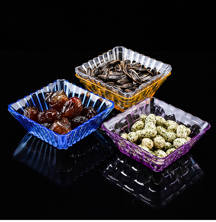 清吧干果盘方形ktv酒吧小吃水果盘亚克力小吃碟果盘果碟瓜子盘子