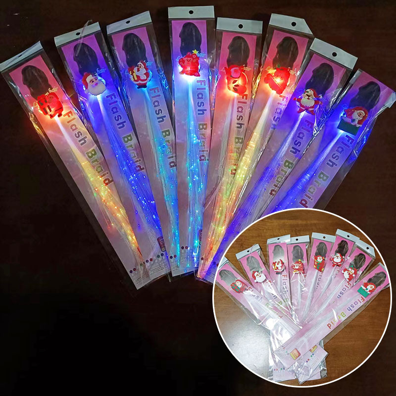 Colorful Flash Butterfly Braid LED Fiber Optic Silk Headdress Shining Braid Christmas Toys Snowman Elk