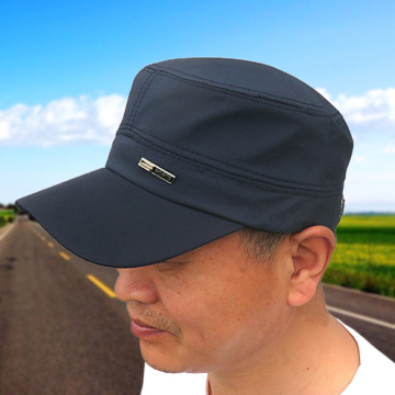 帽子男稠布平顶鸭舌帽四季款男士帽中老年户外速干休闲平顶帽棒球