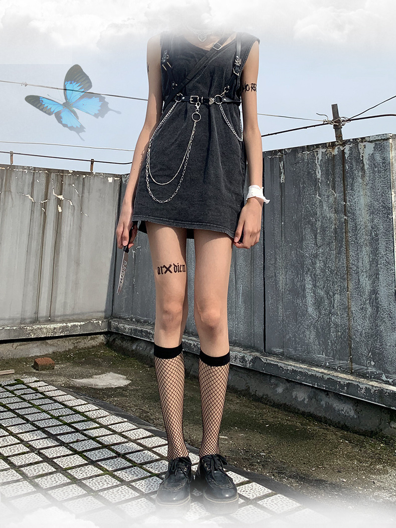 代发 小腿袜渔网女春夏暗黑袜子大网格短筒款ins潮jk制服性感中筒