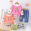 2023 spring and autumn new pattern Children's clothing girl Long sleeve Sweater suit 1-3 Children cowboy trousers Two piece set