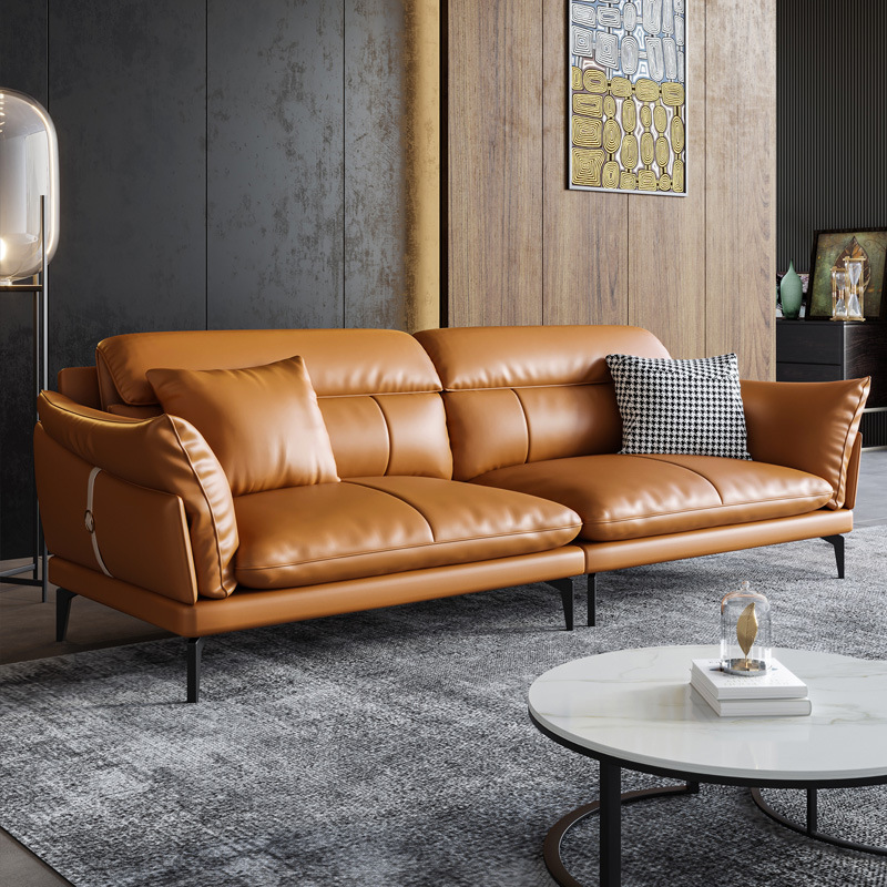 轻奢真皮沙发进口头层牛皮简约中厚皮艺沙发现代客厅整装沙发组合