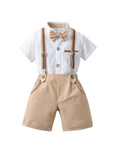新款跨境童装夏季短袖背带裤两件套儿童夏装宝宝英伦西服男童批发