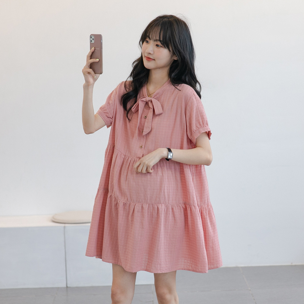 夏季新款孕妇裙时尚甜美可爱小个子连衣裙潮辣妈休闲宽松夏天裙子