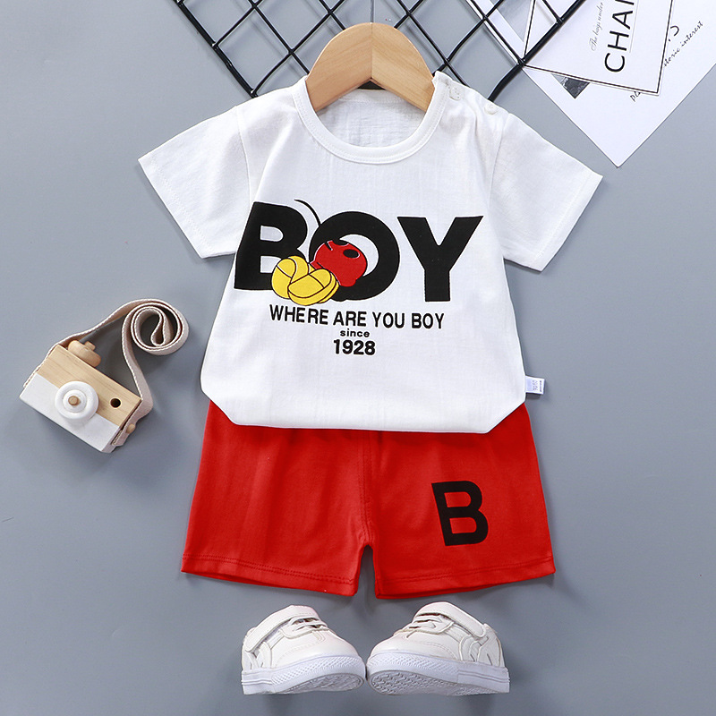 New Children's Short-Sleeved T-shirt Set Summer Infant Boys and Girls T-shirt Baby Short Sleeve Suit Pure Cotton Children's Clothing