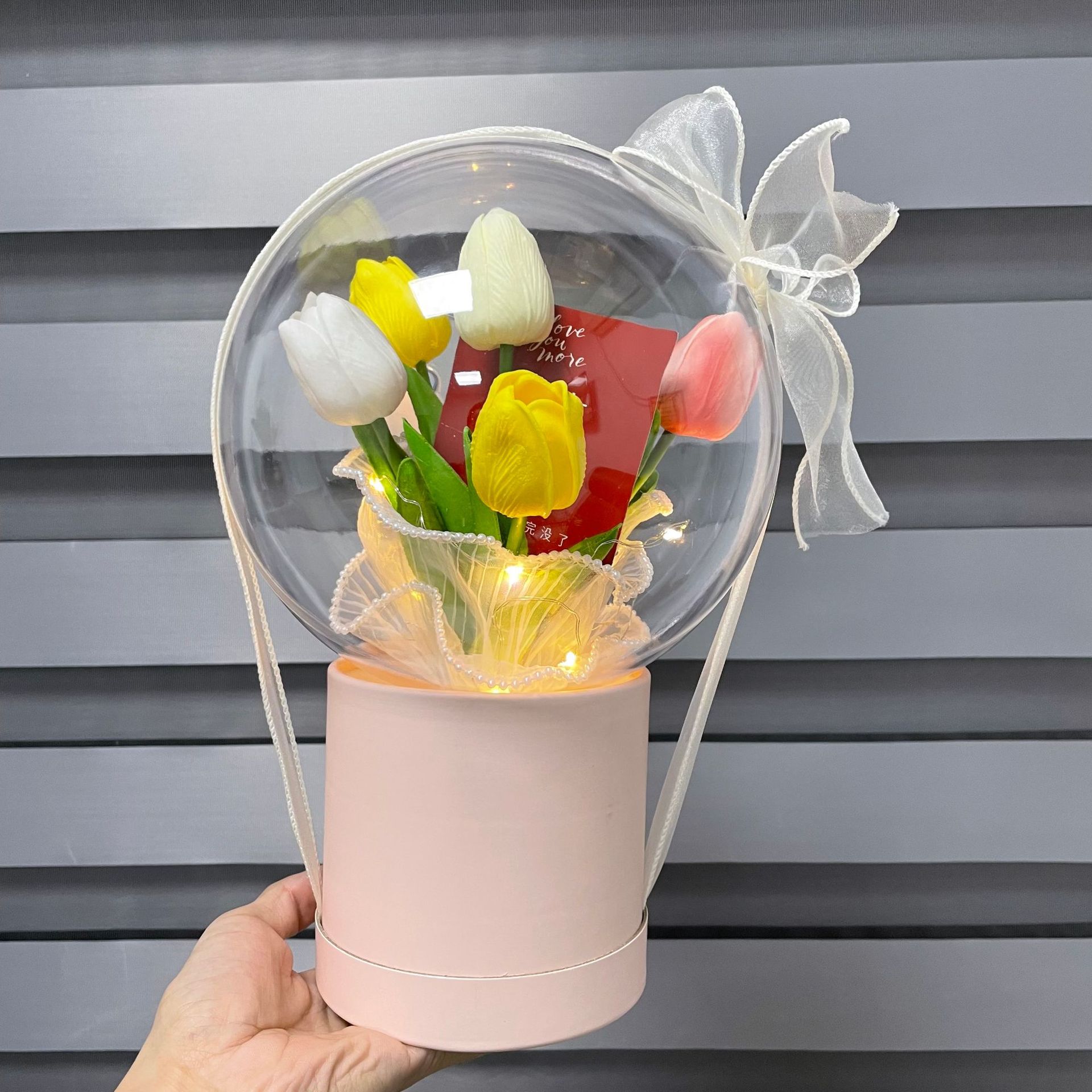 亚克力波波球抱抱桶郁金香花束礼盒diy材料生日礼物包装透明花盒