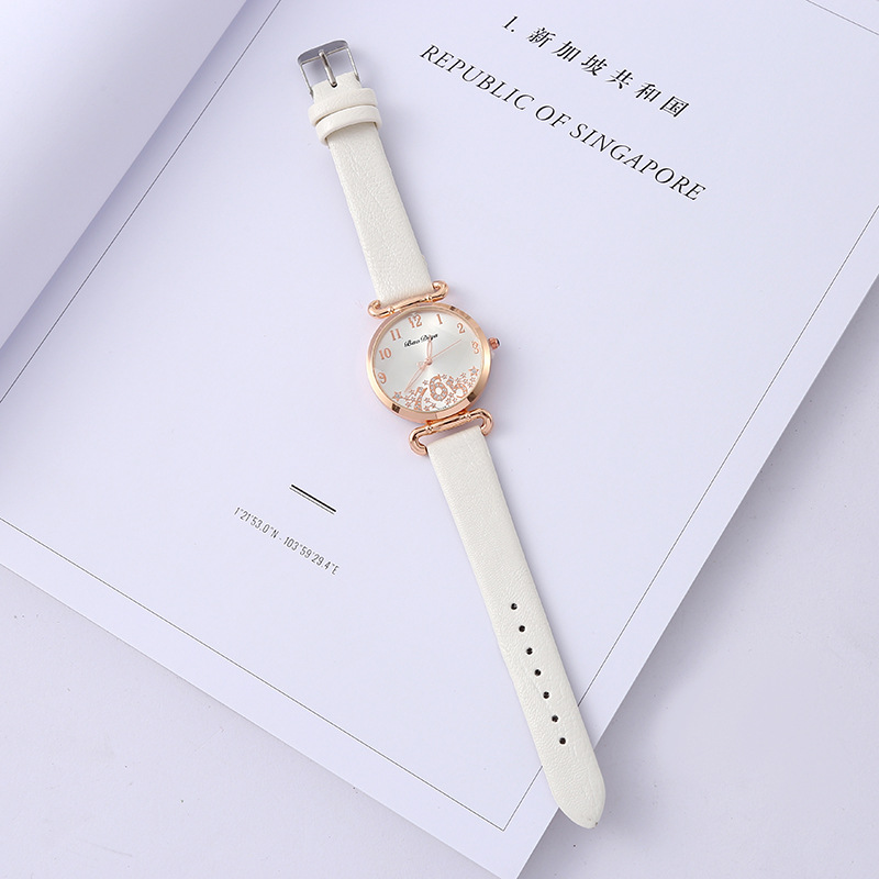 Korean Foreign Trade Women's Quartz Watch 765 Diamond Embedded Star Dial Watch Student Small Belt Watch Wholesale