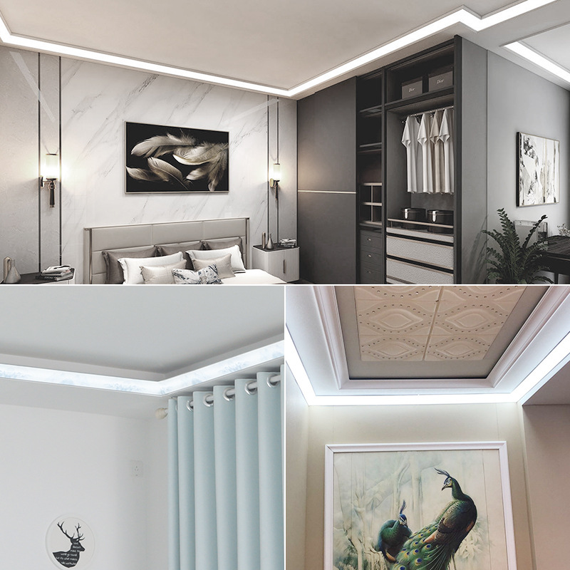 发光顶角线石膏线灯灯带客厅天花吊顶免开槽阴角线墙角线条灯